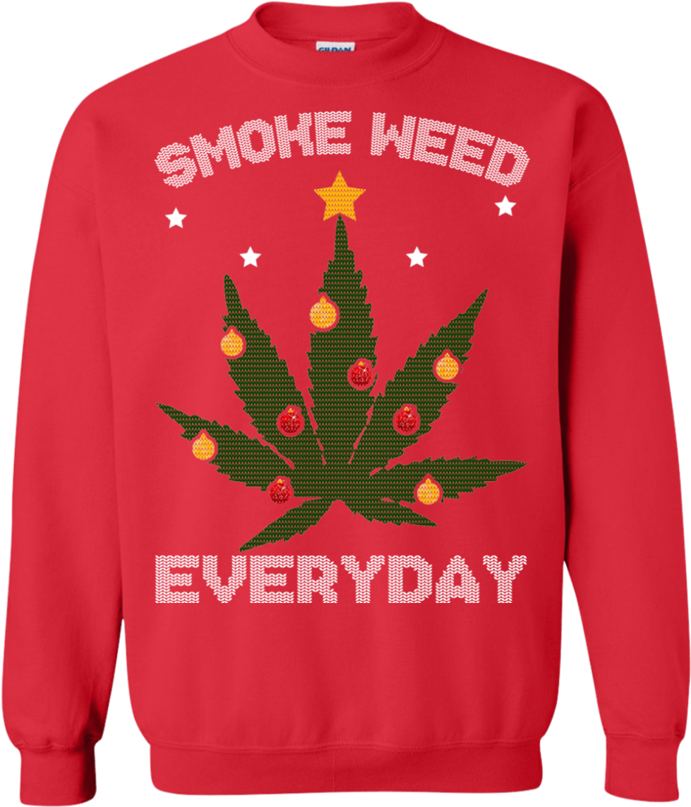 Cannabis Chistmas Tree Smoke Weed Everyday Sweater (1155x1155), Png Download
