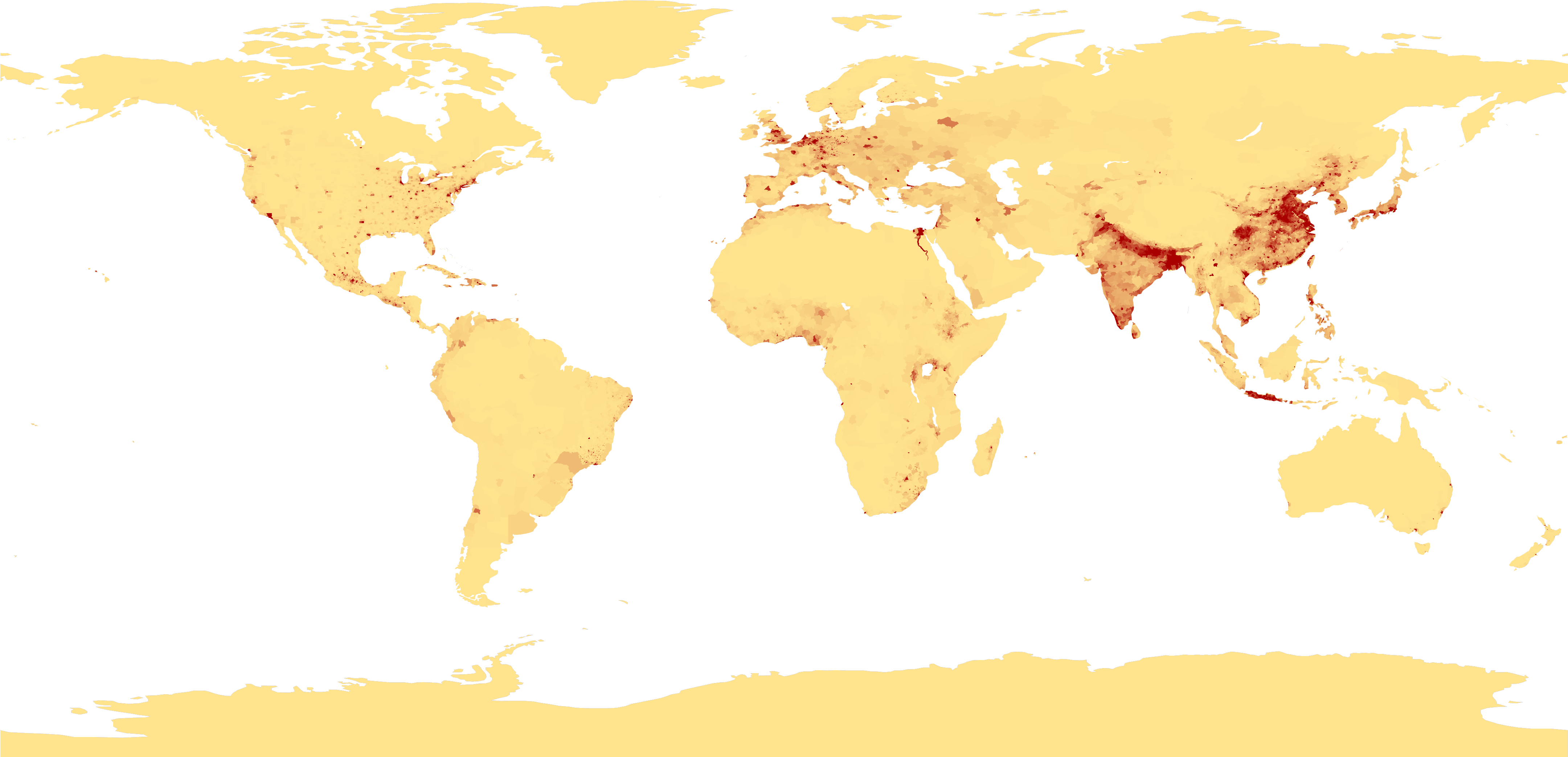 Population Density - World Map Blank No Borders (4320x2160), Png Download