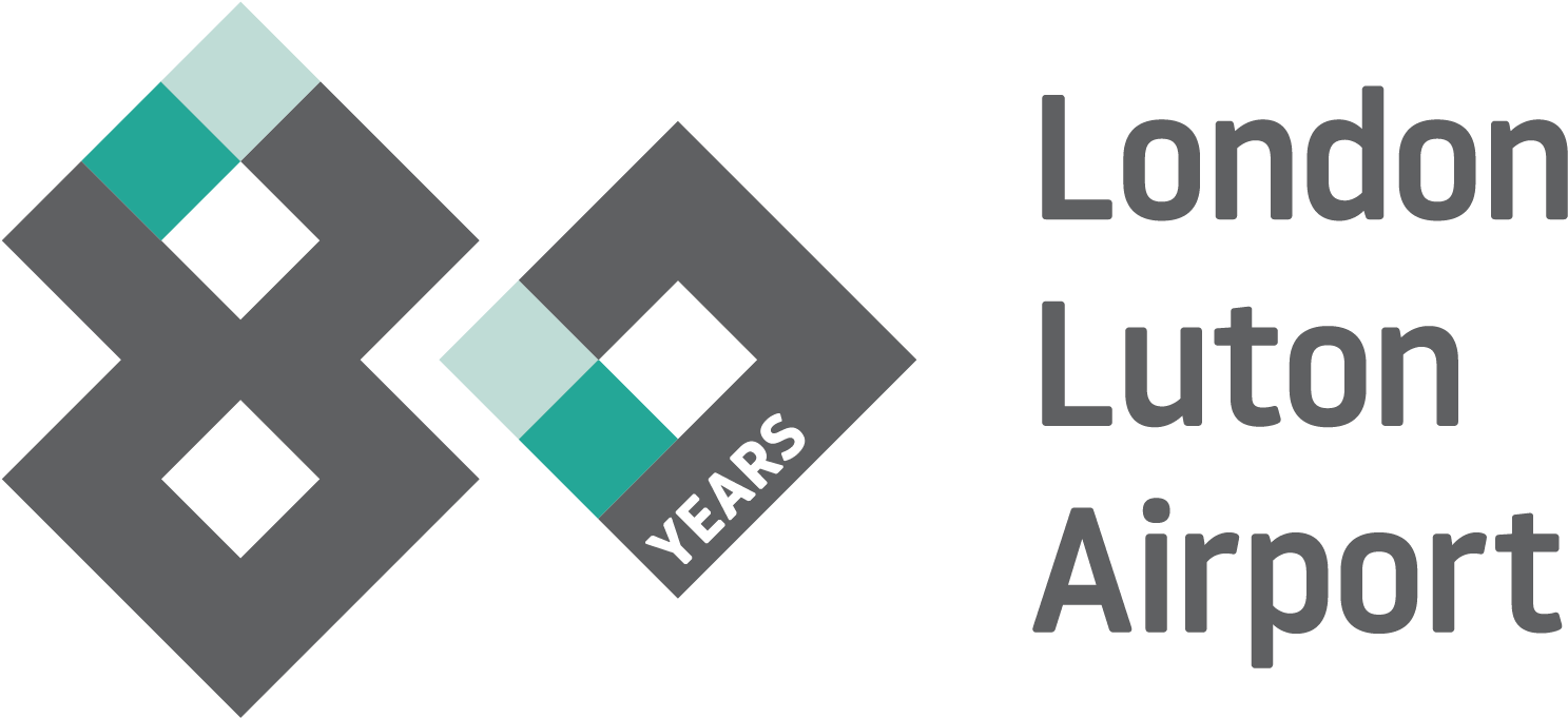 80th Anniversary Logo London Luton Airpot - Luton Airport (1790x752), Png Download