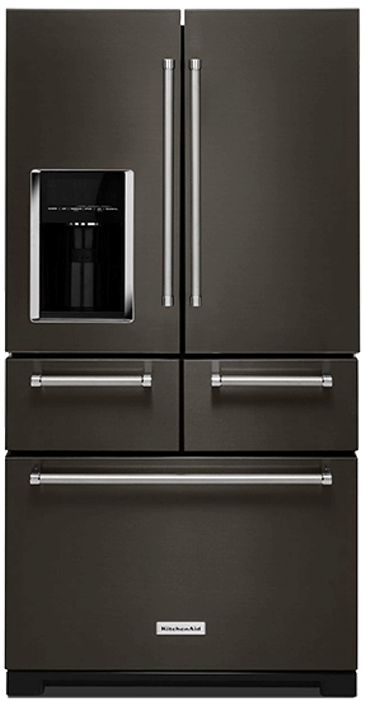 Kitchenaid Bottom Freezer And French Doors Refrigerator - Kitchenaid Krmf706ebs French Door Refrigerator - 36" (519x804), Png Download