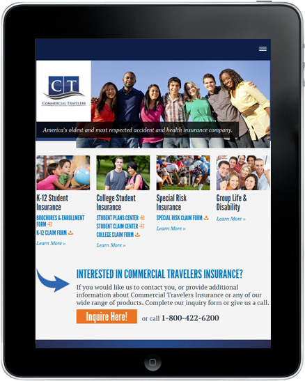 Insurance Web Design Tablet Accessible - Travelers Insurance Intranet (689x600), Png Download