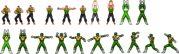 Heres Sprite 2 Green Ranger Morph And Pose - Cartoon (627x196), Png Download