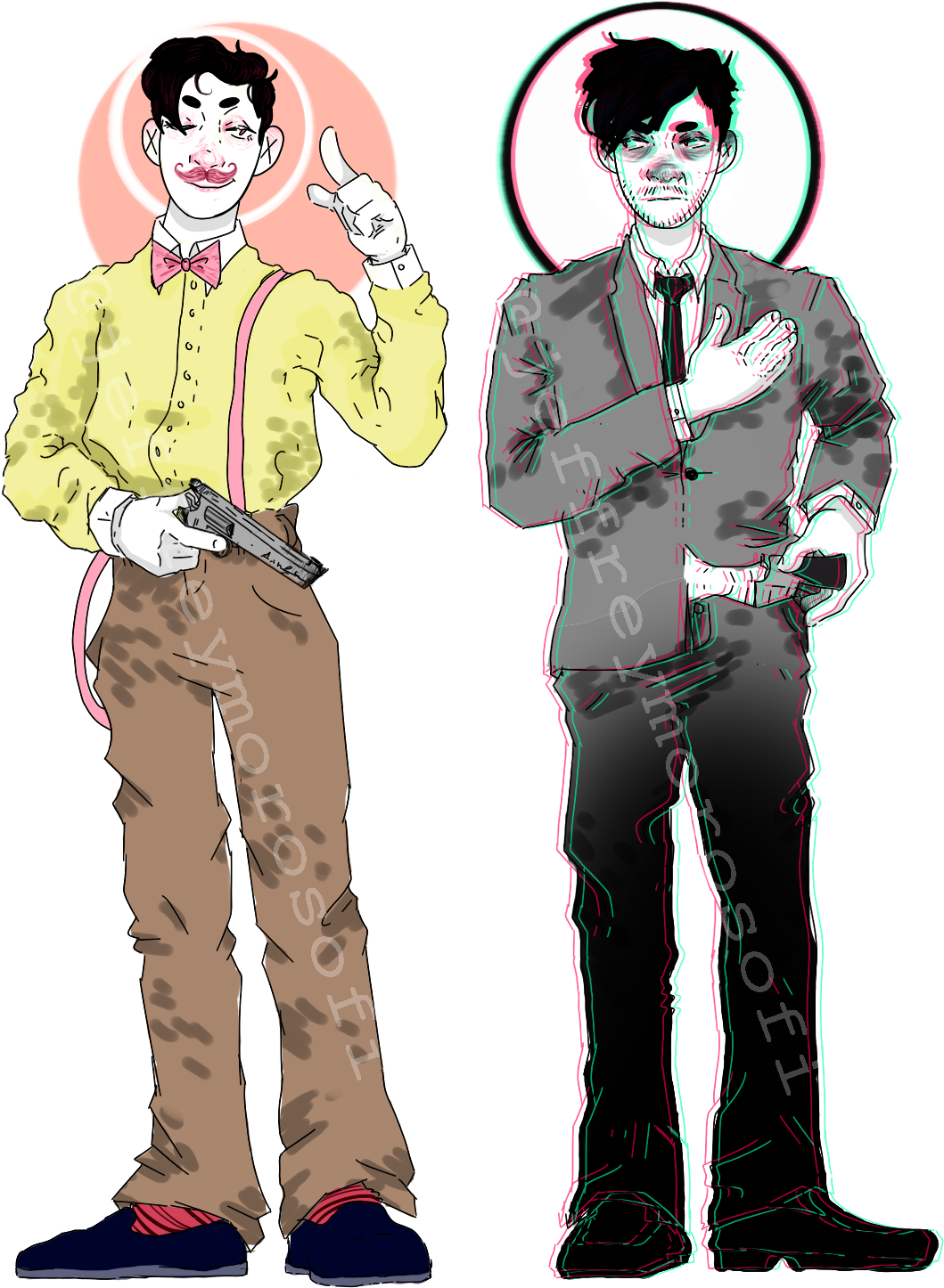 Darkiplier Wilford Warfstache Markiplier Markiplier - Darkiplier And Wilford Warfstache (1150x1500), Png Download