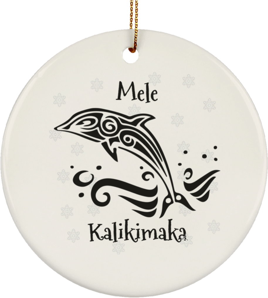 Mele Kalikimaka Tribal Dolphin Christmas Ornament Ceramic - Dolphine Design Shower Curtain (1024x1024), Png Download