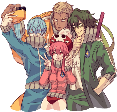 Kill La Kill, Gamagōri, And Elite Four Image - Anime Group Of Four (500x476), Png Download