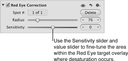 Controls In The Red Eye Correction Area Of The Adjustments - Angle (552x266), Png Download
