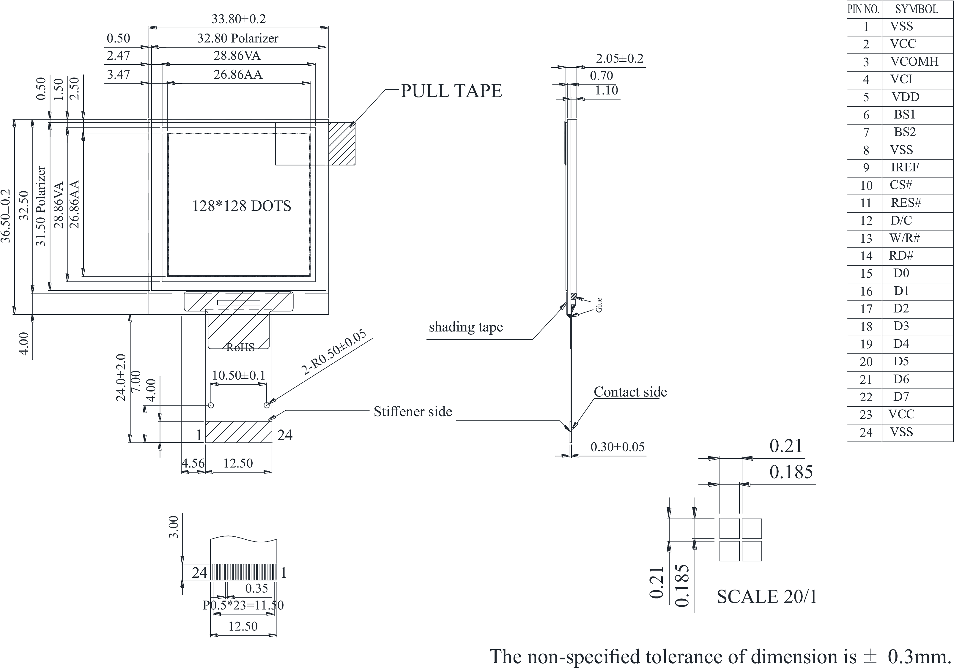 Winstar Longlife Oled Graphic Display Module - Diagram (3281x2273), Png Download