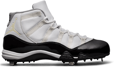 Air Jordan Xi Pe Cleat White / Black / Dark Concord - Jordan Xi Retro Baseball Cleats (460x268), Png Download