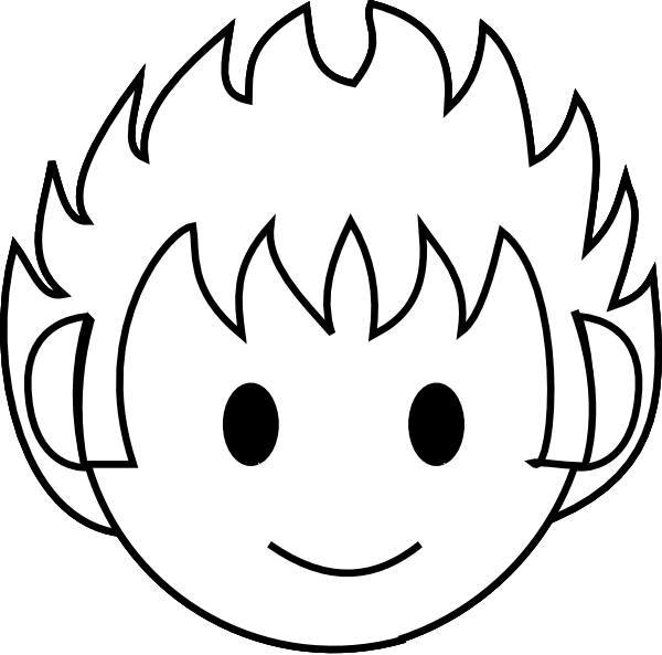 Boy Face Happy Bw Clip Art At Clipart Library - Boy Face (600x593), Png Download