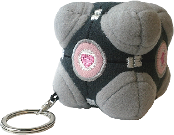Portal Companion Cube Plush Keychain - Teddy Bear (450x420), Png Download