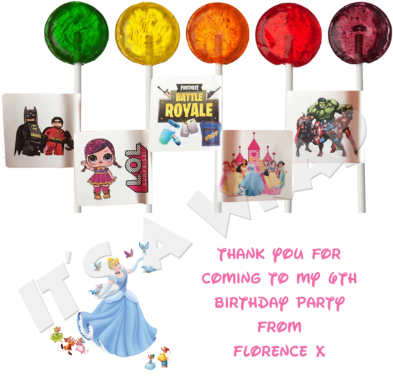 Cinderella Lollipop Stick Labels - Mota Lollipop (580x580), Png Download