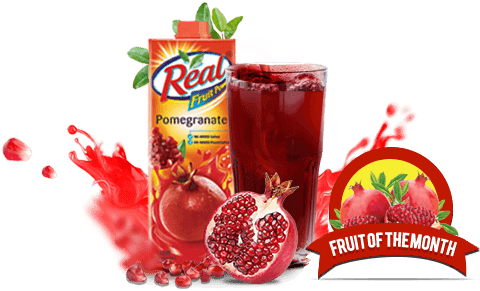 Pomegranate Fruit Of Month - Real Fruit Power Juice (483x303), Png Download