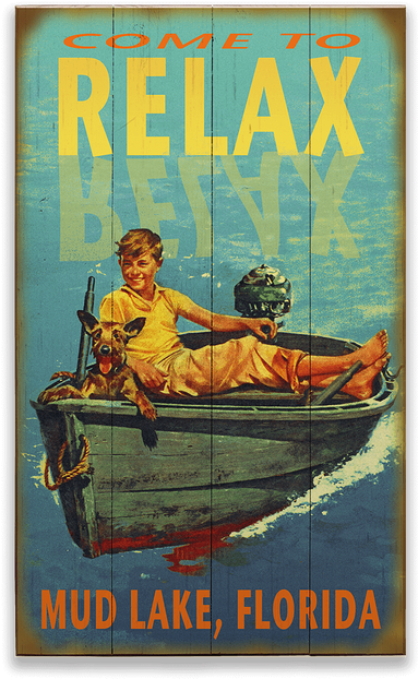 View Zoom Relax Boy In Boat Sign - Personalized Wood Lake Sign - Relax (28" X 48") (730x730), Png Download