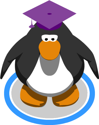 Purple Graduation Cap In-game - Club Penguin Dark Blue (340x431), Png Download