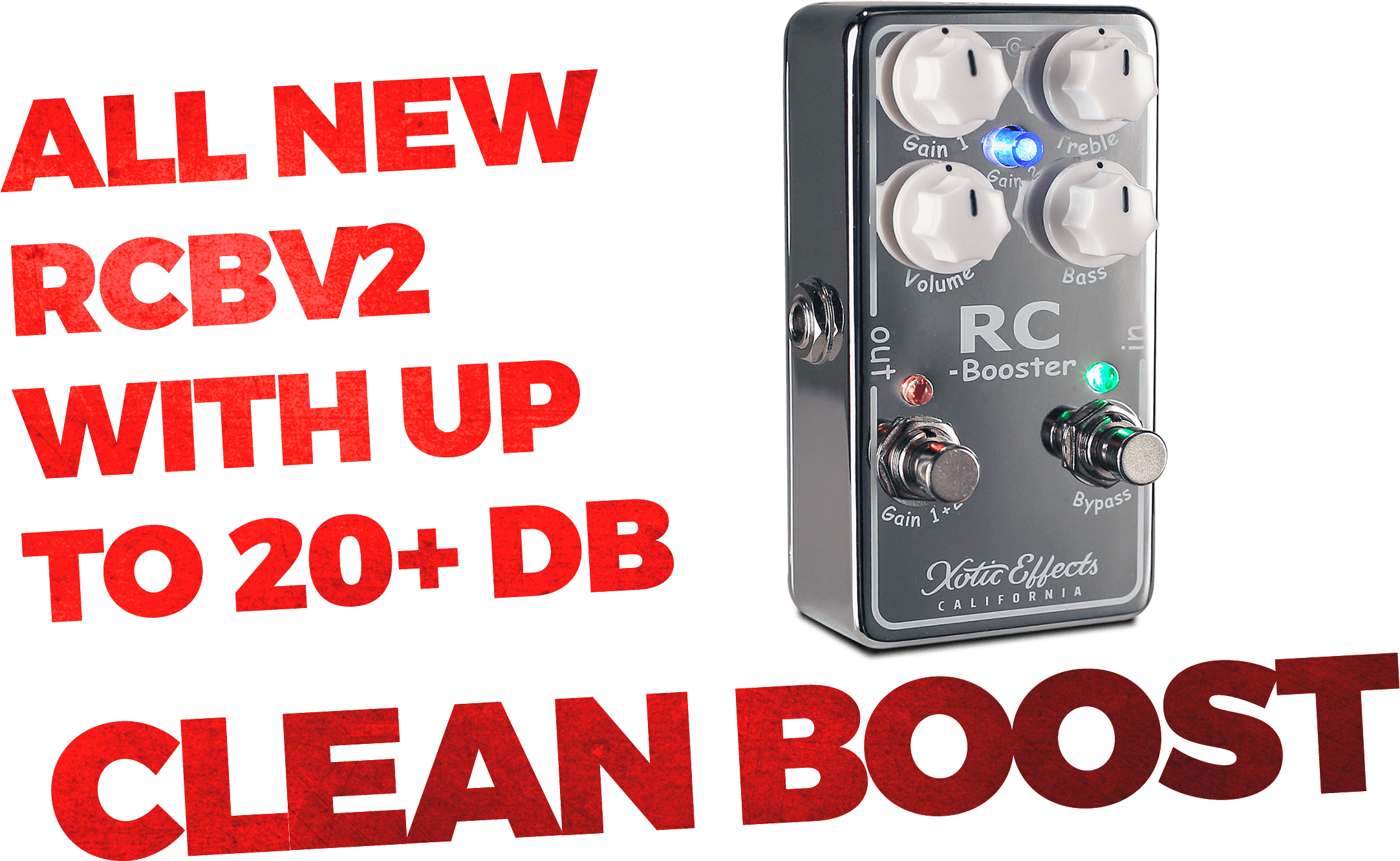 Rcbv2-main - Xotic Effects Rc Booster V2 Boost Guitar Effects Pedal (2848x1403), Png Download
