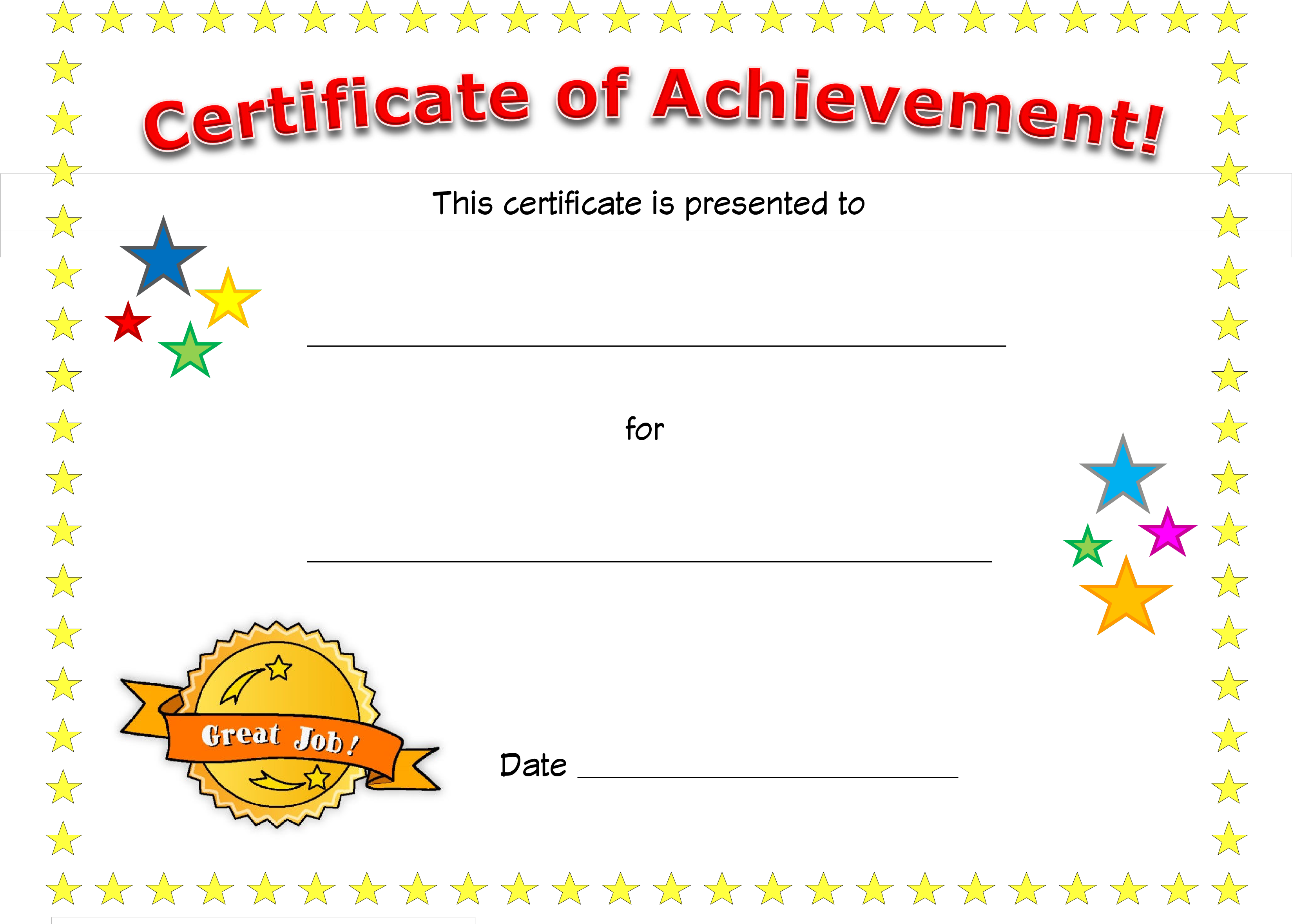 Blank Certificate Of Achievement Main Image Download - Certificate Of Completion Therapy (3300x2550), Png Download