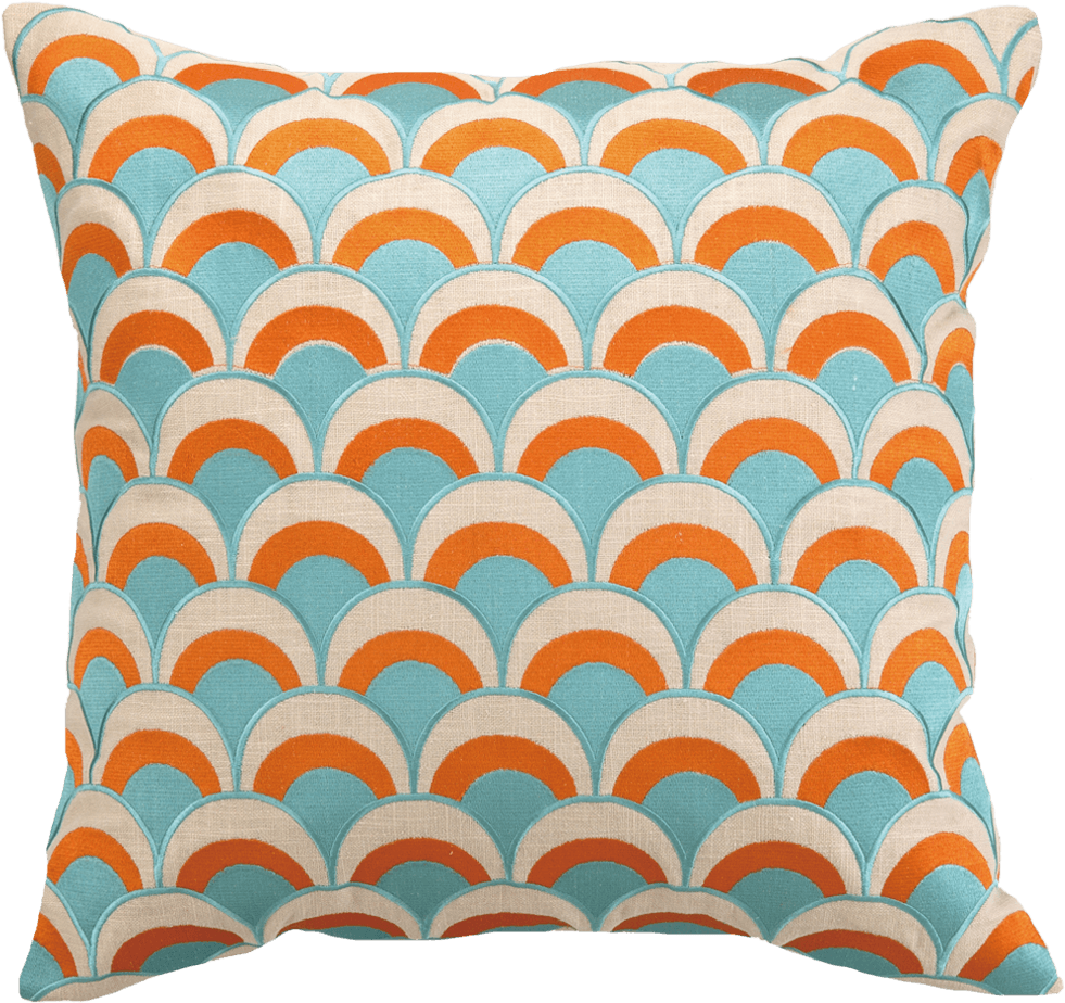 Peking Handicraft Double Arches Embroidred, Pumpkin/turquoise (1200x1200), Png Download