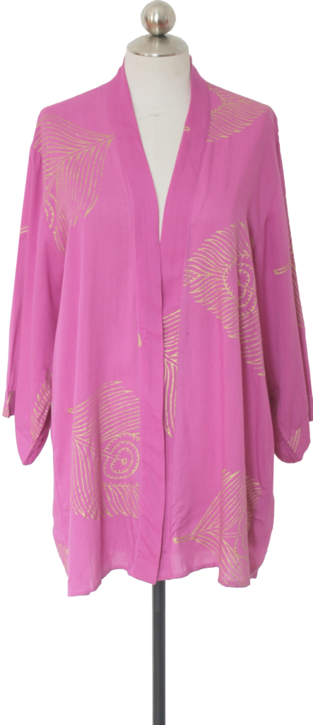 Orchid Peacock Feather Kimono - Nightgown (443x1024), Png Download
