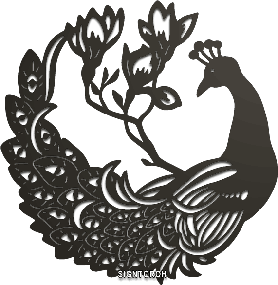 Peacock Dxf File - Peacock In A Circle (589x603), Png Download