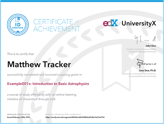 Certificate Template - Edx Certificate Example (627x472), Png Download