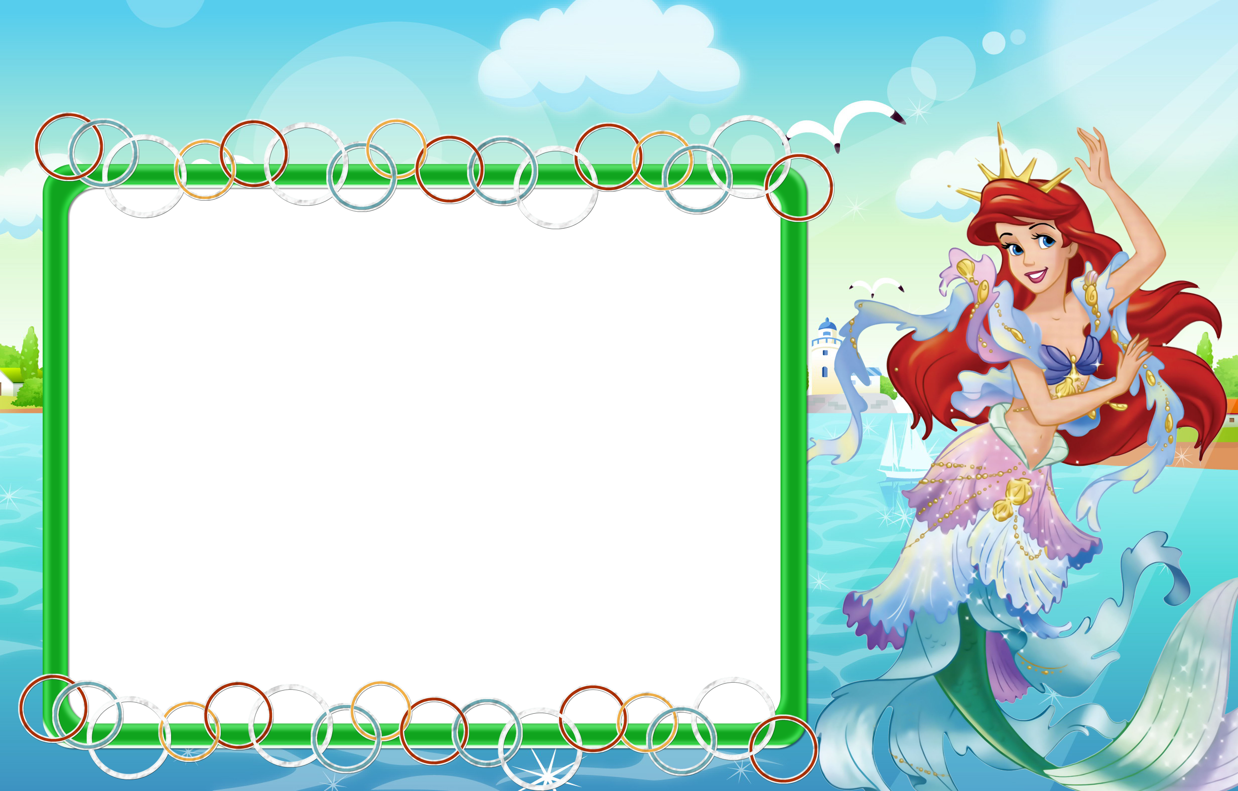 Free Disney Princess Frame Png - Disney Princess Ariel Frames Png (2467x1577), Png Download