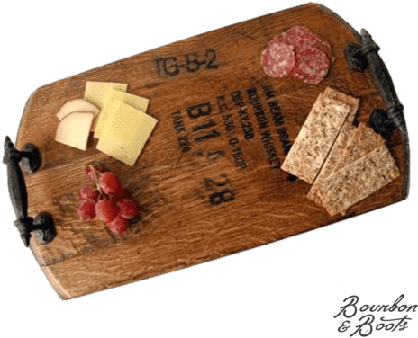 Bourbon Barrel Wooden Serving Tray With Rustic Iron - Barrel (480x480), Png Download