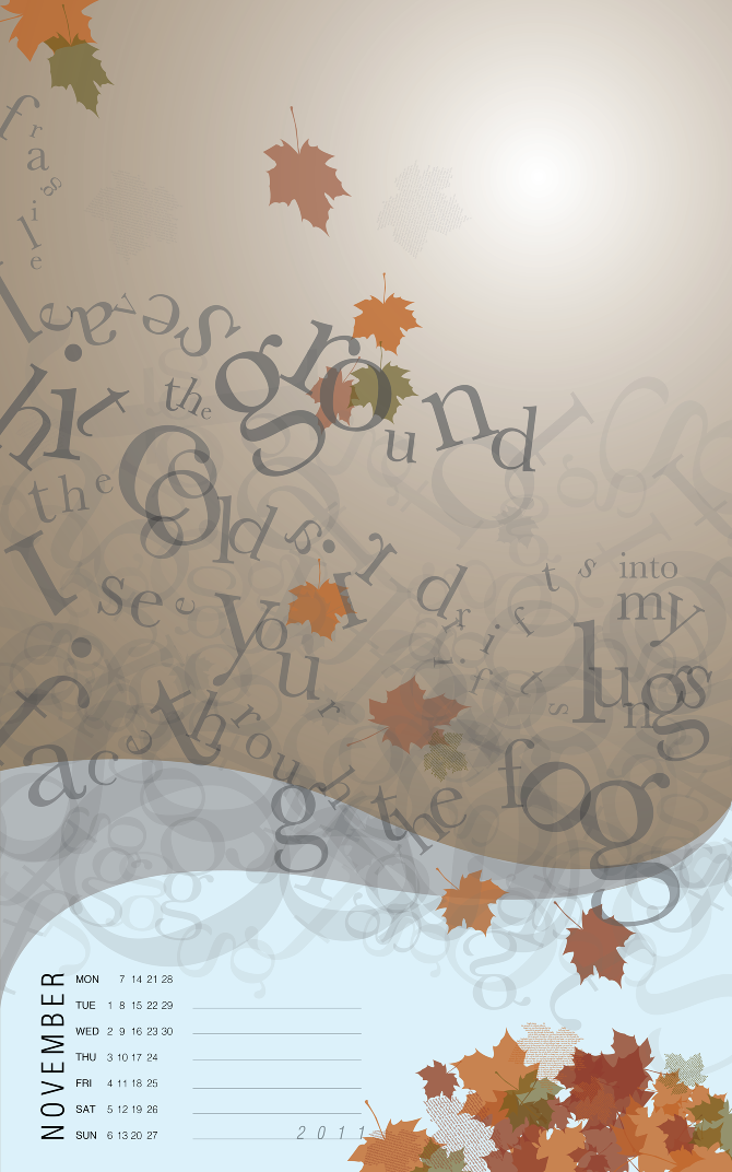 Calendar Design - Autumn (670x1072), Png Download
