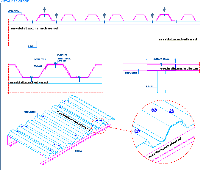 Construction Details Cad Blocks Floor Slab, Metal Deck, - Metaldeck Autocad (709x587), Png Download