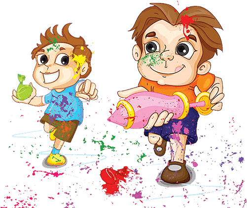 Bright Colors, Water Balloons, Lavish Gujiyas And Melodious - Holi Festival Vector (500x498), Png Download