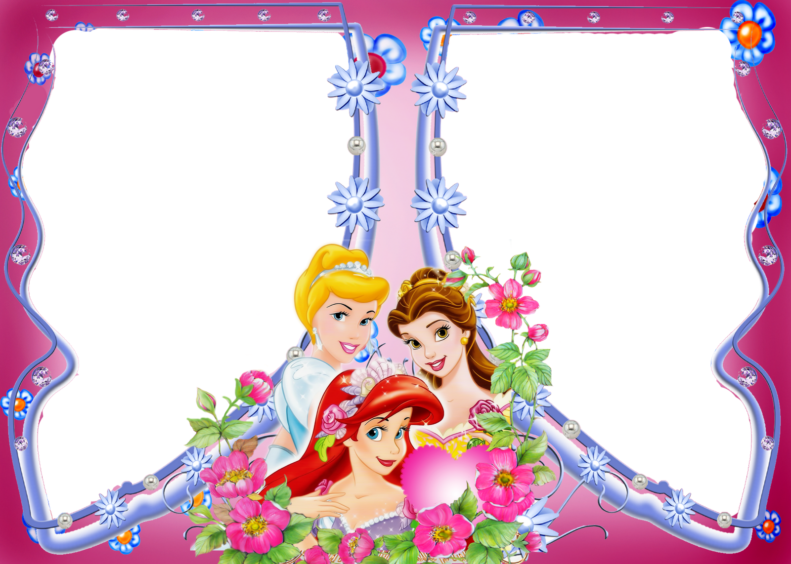 Disney Multi Photo Frame - Disney Princess Frame Png (1600x1142), Png Download