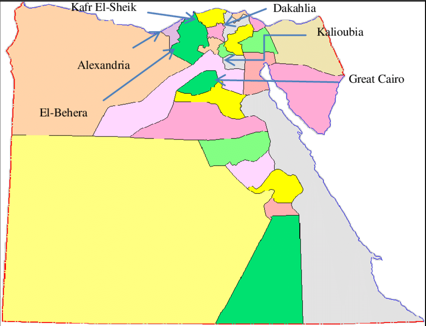 Sesame Sampling Sites From Different Governorates In - Settlement Along Nile River (850x650), Png Download