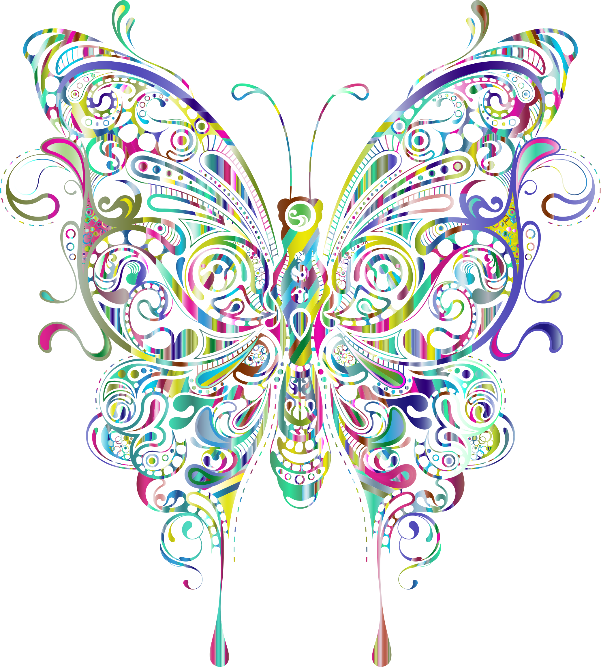 Butterfly Ii Prismatic Big Image Png - Brush-footed Butterflies (2084x2316), Png Download