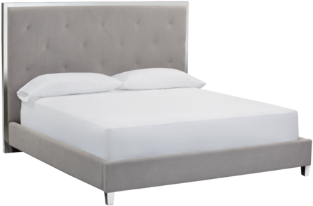 This Stunning Bed From Our Damiena Collection Defines - Sunpan 'club' Impoprts Patria Bed Vintage Grey Linen (500x400), Png Download