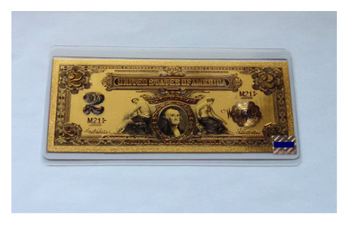 1899 24k Gold Two Dollar National Bank Note - Banknote (500x500), Png Download