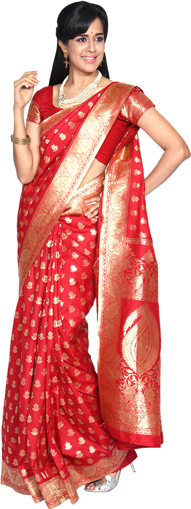 Arundathi Red Banarasi Silk Saree - Red Banarasi Silk Saree (750x1020), Png Download
