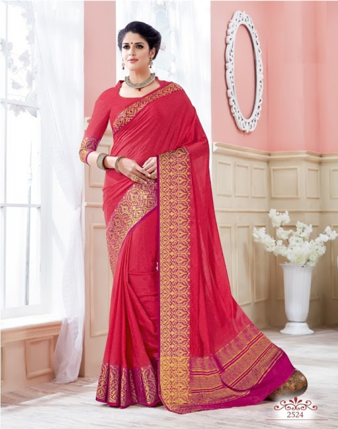 Crepe Silk Saree With Golden Zari Border - Silk (920x880), Png Download