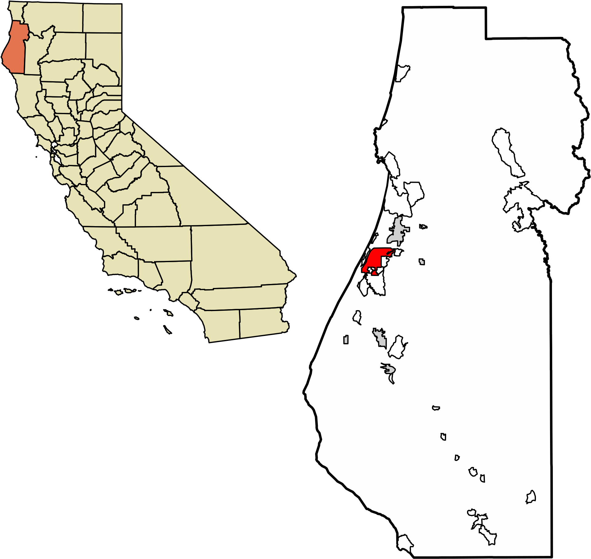 Open - Eureka California On Map (2000x1900), Png Download