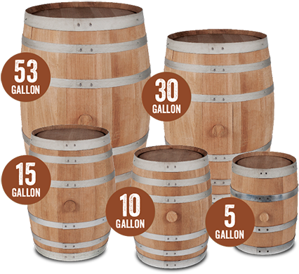 5 10 15 30 53 Gallon American White Oak Barrels - 53 Gallon Barrel (460x401), Png Download
