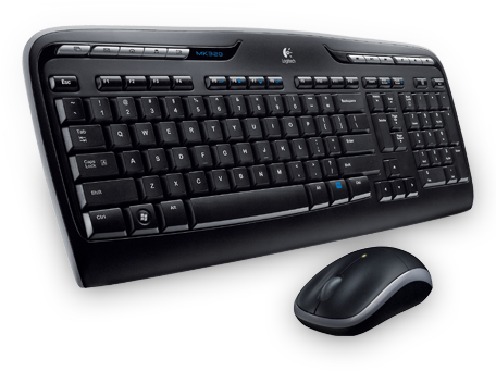 Logitech Wireless Desktop Mk320 Comfortable Keyboard, - Mk320 Wireless Desktop Set, Keyboard/mouse, Usb, Black (455x500), Png Download