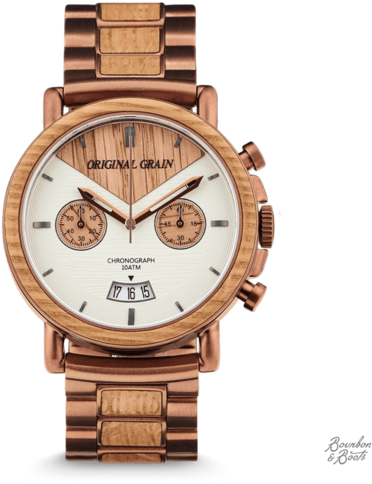 Reclaimed Whiskey Barrel Chronograph Luxury Wrist Watch - Original Grain Whiskey - Alterra Chronograph (500x500), Png Download