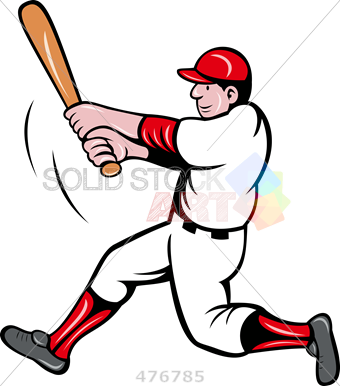 Stock Illustration Of Cartoon Drawing Of Baseball Batter - Baseball Player Swinging Bat Cartoon (340x386), Png Download