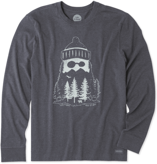 Men's Mountain Beard Long Sleeve Crusher Tee - Life Is Good (570x570), Png Download