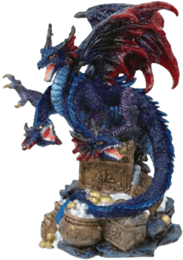 3 Headed Dragon Guarding Treasure Statue - Stealstreet Ss-g-71181 3 Headed Dragon Collectible (555x555), Png Download