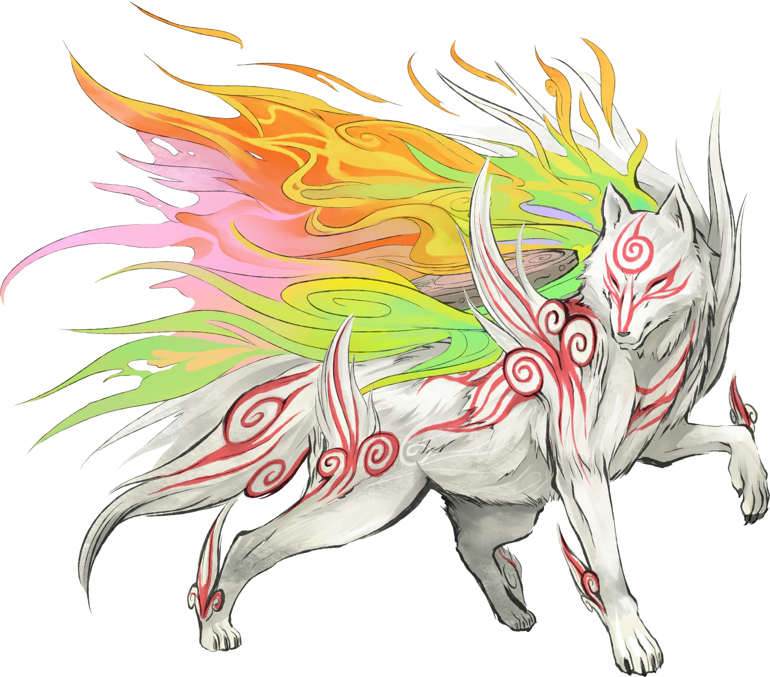 Celestial Brush Gods - Shiranui Okami (3271x2877), Png Download