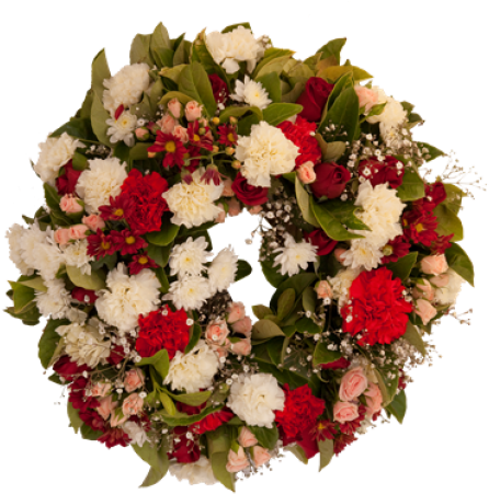 Red And White Wreath - Wreath (500x500), Png Download