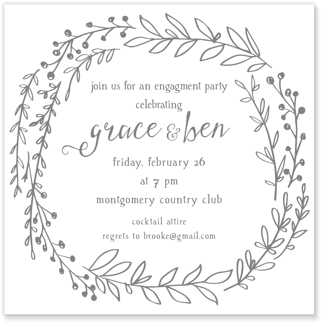 Greenery Wreath Shower Invitation - East Urban Home 'have Courage And Be Kind' Doormat, (1296x1296), Png Download