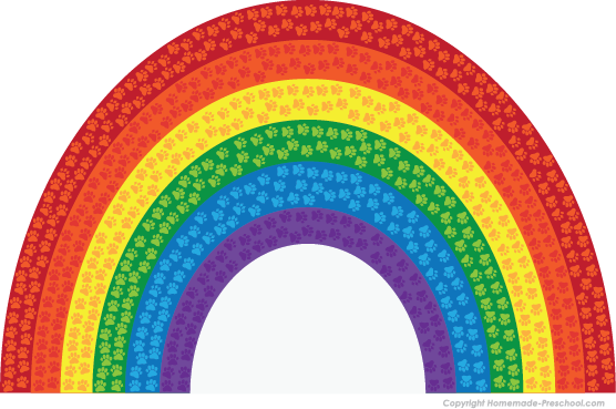 Rainbow Clipart Paw Print - Plate (556x369), Png Download