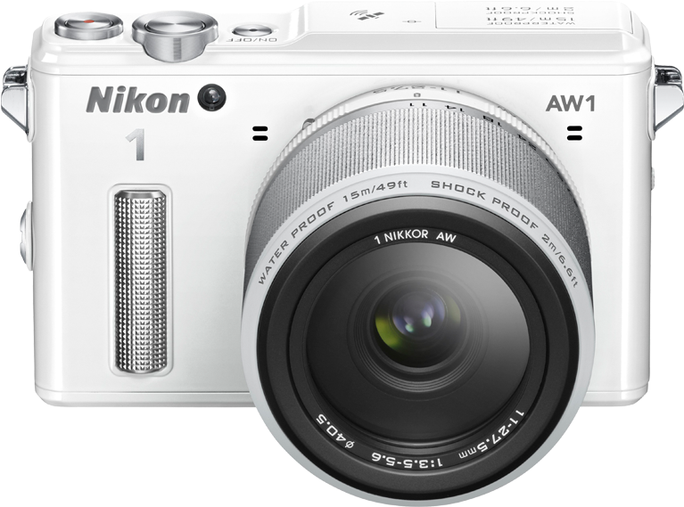 Nikon 1 Aw1 Camera - Nikon 1 Aw1 14.2 Mp Mirrorless Digital Camera - White (960x623), Png Download