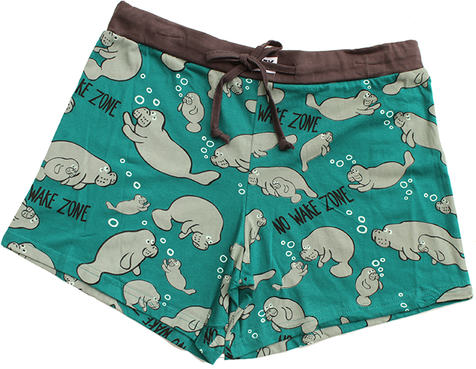 Pajama Boxer Shorts No Wake Zone - Manatee Shorts (720x544), Png Download