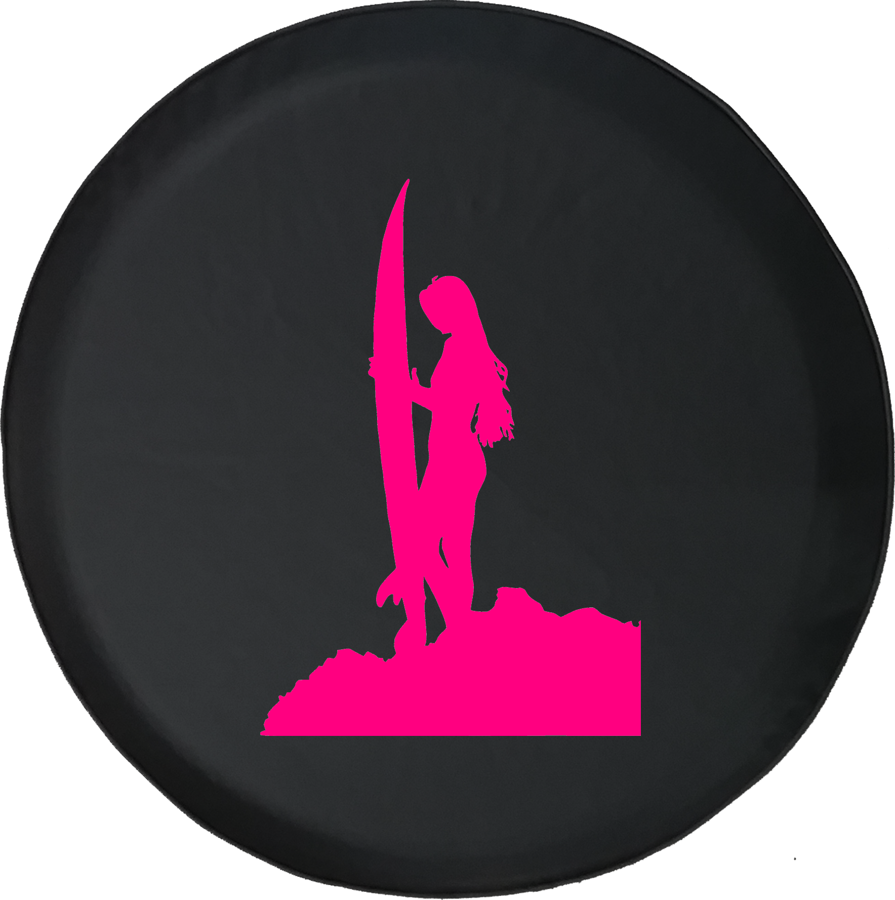 Surfer Girl Overlooking Island Cliff Offroad Jeep Rv - Surfer Girl Overlooking Island Cliff Rv Camper Jeep (1768x1777), Png Download